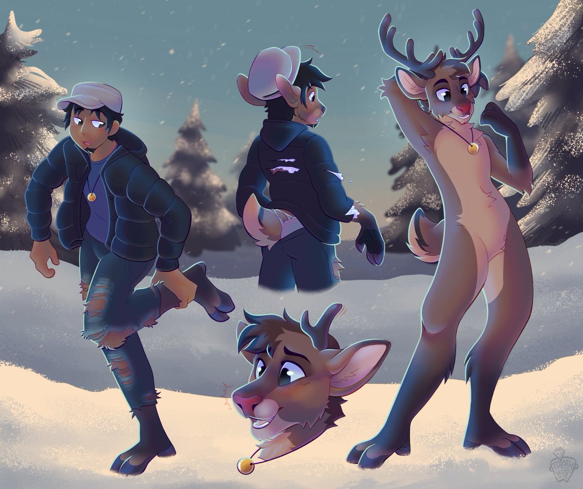 trashyote's tweet photo. It's that time of year!! Reindeer TF time!
Finished YCH for shadowfox014 ❄️🦌
#TFTuesday #transfur https://t.co/cAqT3SX99q