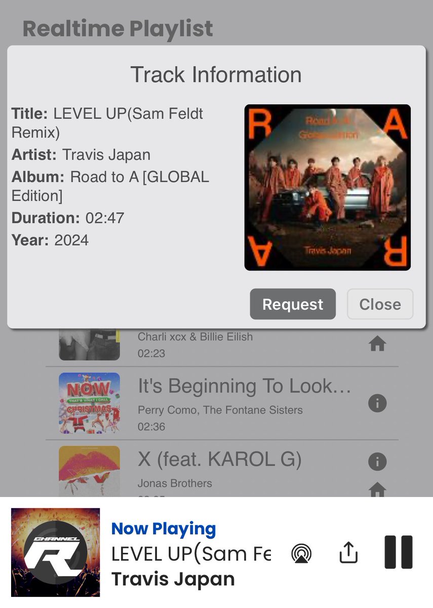 core_tora1st's tweet photo. I'm listening to Channel R Radio. One Station.All The Hits!
thank you for playing 🥳🫰
LEVEL UP (Sam Feldt Remix)
by Travis Japan
#TravisJapan #LEVELUPRemix #TJ_RadioOA #ChannelR @channelrradio @TravisJapan_cr https://t.co/JTSRVXLLdJ