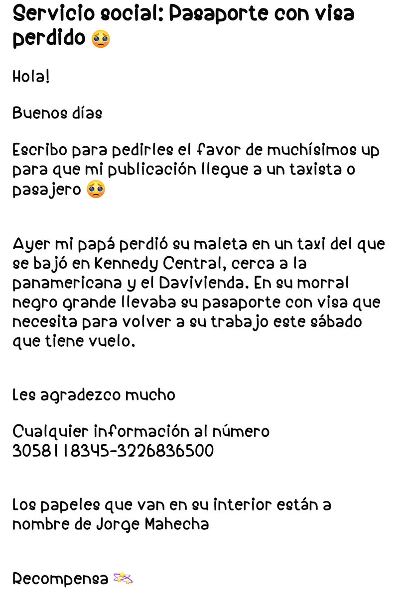 Lycisca11's tweet photo. Ayúdenme por fa con máxima difusión 🫂🤍 https://t.co/Fy5gA0xxTY