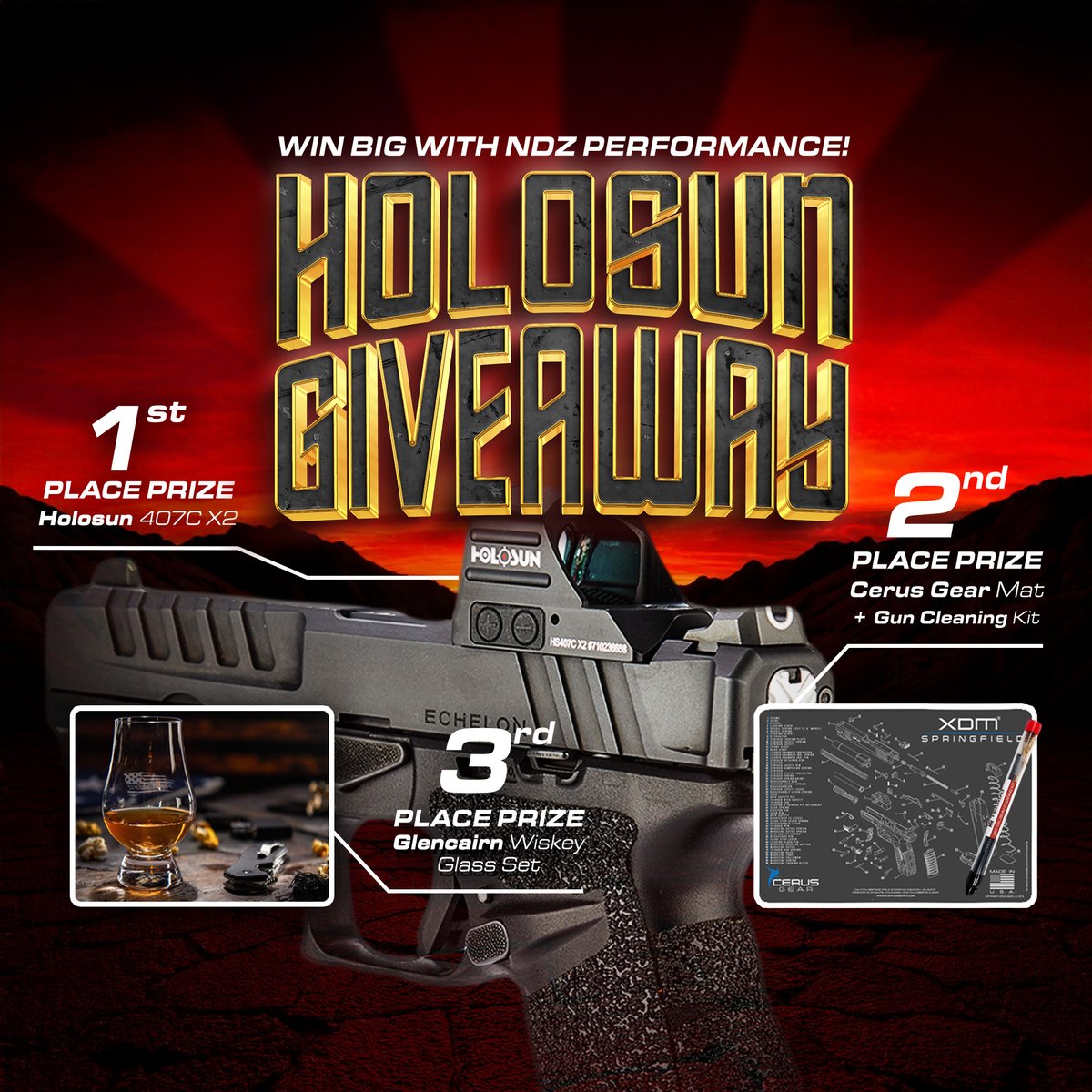 NDZPerformance's tweet image. 🎯 GIVEAWAY ALERT 🎯
Win BIG with NDZ Performance! 🎁
🏆 1st Prize: Holosun 407C X2
✨ 2nd Prize: Cerus Gear Cleaning Mat + Cleaning Kit
🥃 3rd Prize: Custom NDZ Whiskey Glass Set

Enter NOW via bit.ly/NdzHolosun

📅 Ends Dec 20th 
#Holosun #GunMods #FirearmCommunity