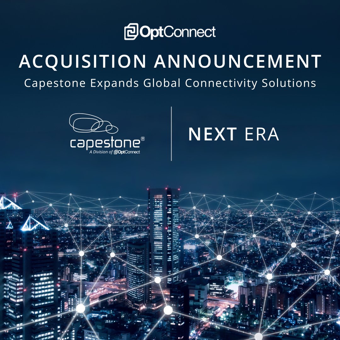 Exciting news! Since acquiring Capestone, OptConnect is pleased to announce Capestone's acquisition of Next Era, a French-based, specialized distributor of 4G/5G/mobile networks and critical communications in EMEA. 

Read more details here: hubs.la/Q02_5KVV0