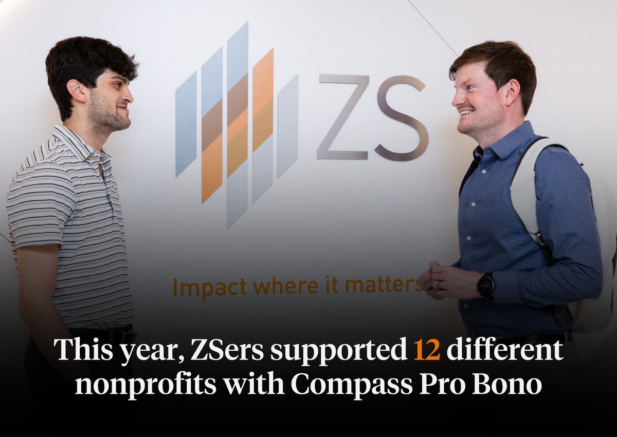 Giving back is part of who we are at ZS. Through our partnership with Compass Pro Bono, we're leveraging our expertise to make a meaningful impact for nonprofit organizations: bit.ly/3Dcgnpk

#LifeAtZS #ProBonoWork #ZSImpact #SocialGood #ConsultingForACause