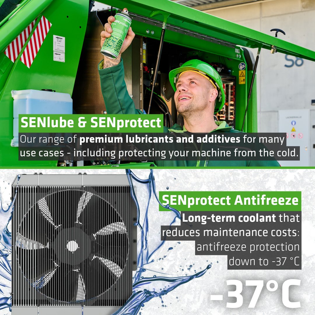 SENNEBOGEN_mk's tweet photo. #SENNEBOGEN's premium lubricants &amp; additives ensure your machines operating at maximum performance - even in the cold. 💪 
The #SENlube &amp; #SENprotect range includes solutions that are also well-suited for freezing conditions! ✅❄️

Learn more here: ➡️ https://t.co/hYsYZBV2NS https://t.co/AHz3gZi8UQ
