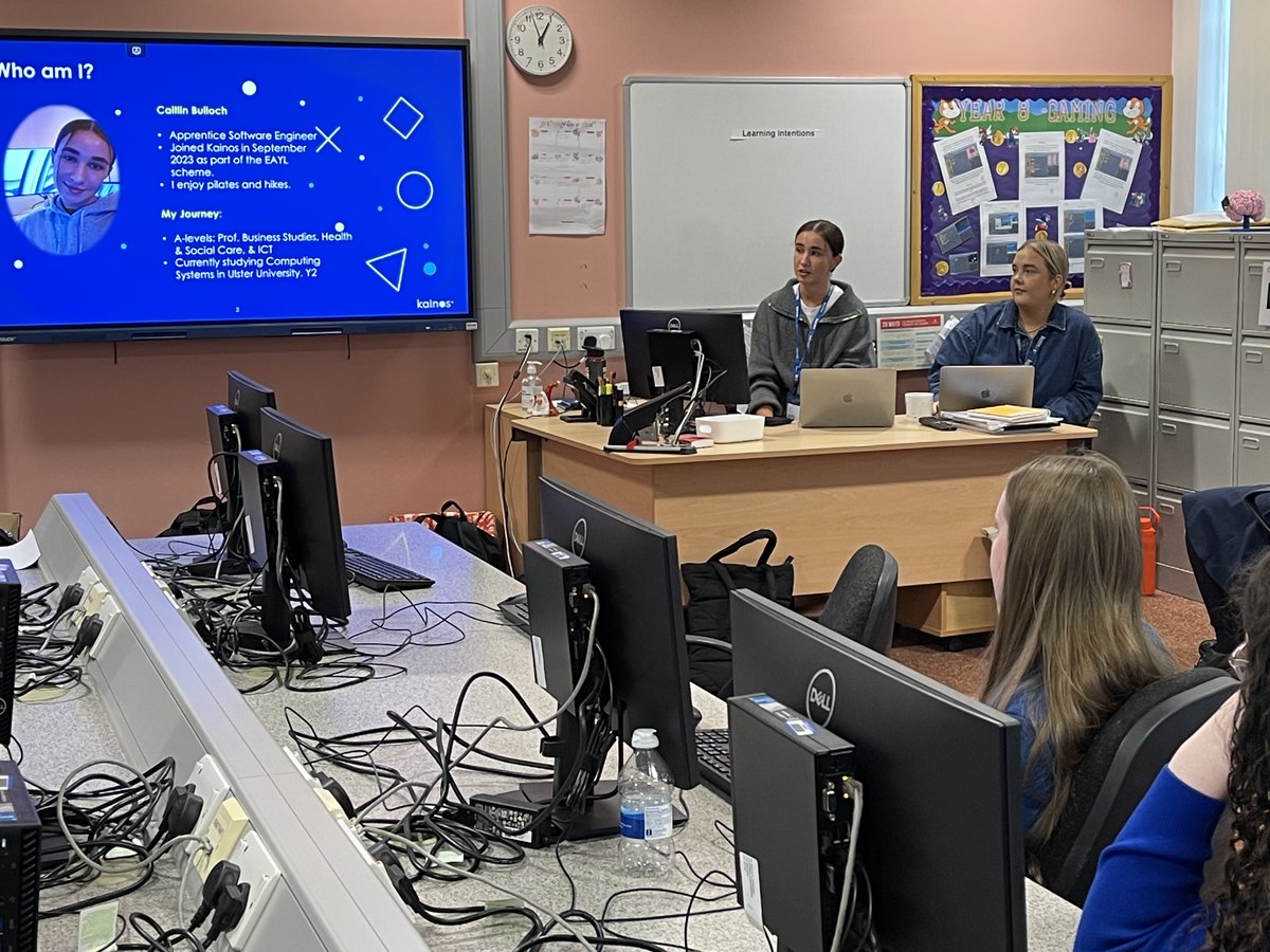 StMarysDerryIT's tweet image. Day 2 of #CSEdWeek! Huge thanks to Orlaigh McMenamin and our amazing past pupil Caitlin Bulloch from @KainosSoftware for an inspiring Coding Classroom Takeover with our Year 12 students! ๐๐ฉโ๐ป#CodingEducation #STEM