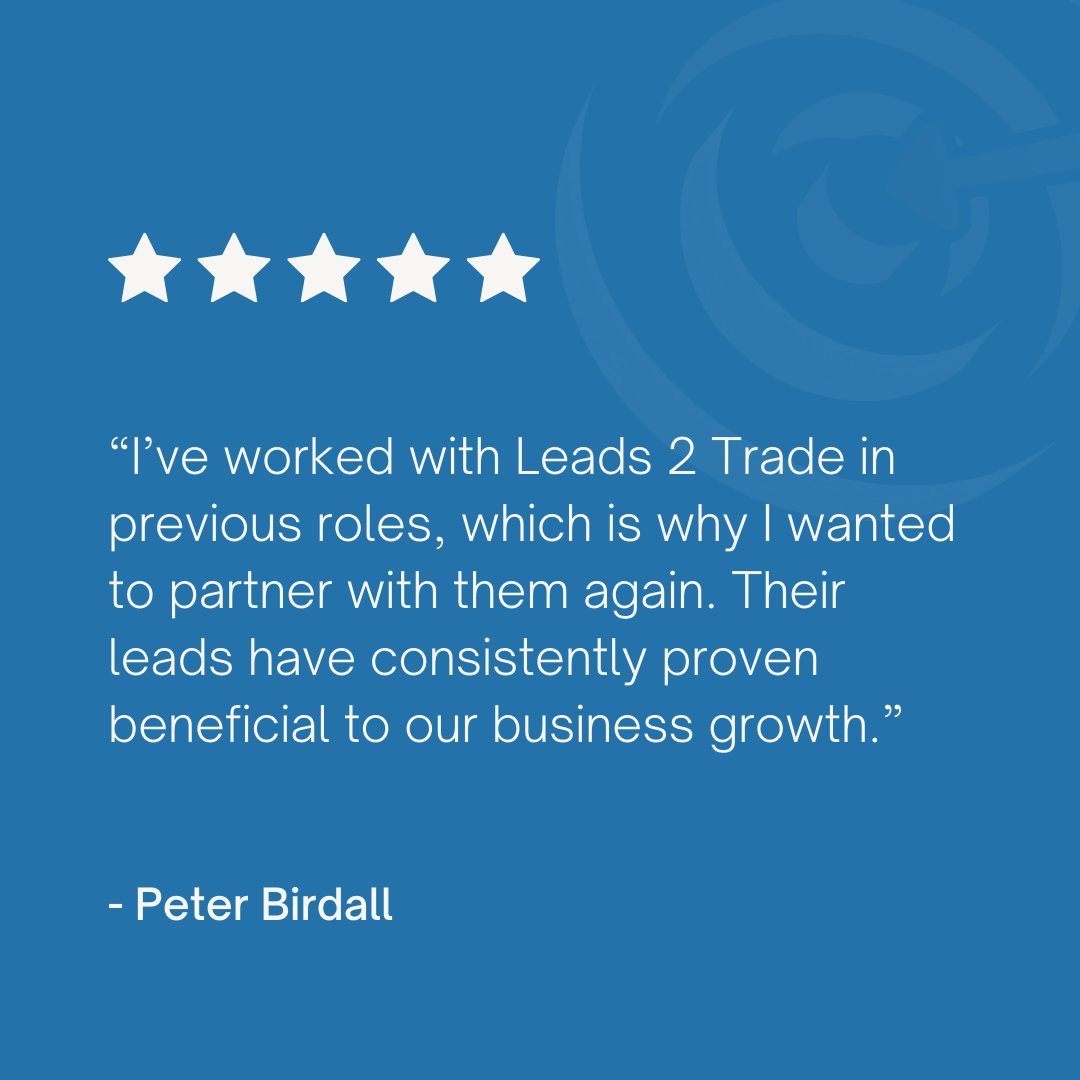 leads2trade's tweet photo. Peter Birdall, MD of Lancashire Glass and Glazing said: 
“I’ve worked with Leads 2 Trade in previous roles, which is why I wanted to partner with them again. 

Their leads have consistently proven beneficial to our business growth.”  

Thanks Peter for the great review! 🌟 https://t.co/IcyhmUYKuZ