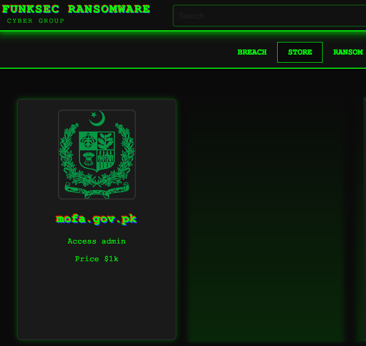 _venarixES_'s tweet image. 🚨 El grupo #Funksec pone a la venta información personal y confidencial posiblemente vinculada con Ministry of Foreign Affairs - Pakistan (@ForeignOfficePk).  El Ministerio de Relaciones Exteriores de #Pakistan 🇵🇰, gestiona las relaciones exteriores, las misiones diplomáticas y…