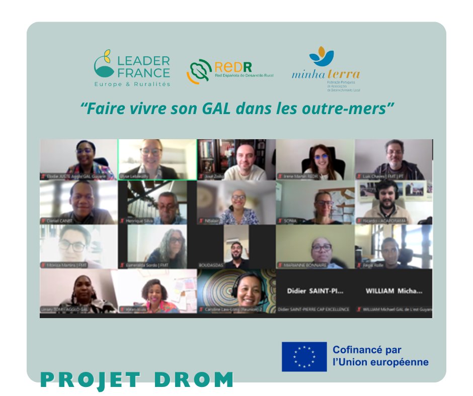 👩‍💻Organisée avec <a href="/redespanola/">REDR</a> et Minha Terra, Leader France a organisé hier une visioconférence à destination des GAL ultramarins, dans le cadre du projet DROM. 

🇪🇺Au programme : présentation de quatre territoires ultramarins et échanges sur les bonnes pratiques ultramarines.