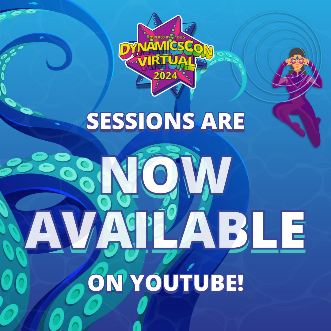 𝗚𝗼𝗼𝗱 𝗻𝗲𝘄𝘀! All #DynamicsCon Virtual sessions are 𝗡𝗢𝗪 𝗔𝗩𝗔𝗜𝗟𝗔𝗕𝗟𝗘 on our YouTube channel! 🤿𝘋𝘪𝘷𝘦 back into your favorite sessions, or 🎣𝘤𝘢𝘵𝘤𝘩 the ones you missed! ⬇️
hubs.la/Q02_57M50