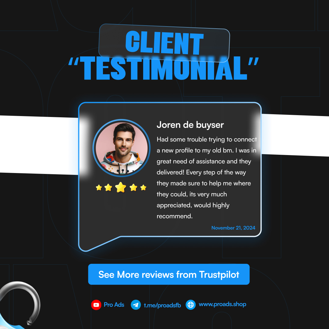 heyproads's tweet image. We’re thrilled to have helped our client connect their profile seamlessly!

💬 Need assistance too? Reach out to us on Telegram or WhatsApp today!

#proads #facebookads #businessmanager #adaccount #digitalmarketing