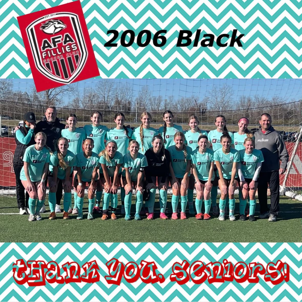 Thank you AFA soccer for everything! Thank you coaches for paving a way for me to thrive! And thank you club soccer for giving me people that will forever be my best friends! On to a big next chapter and I couldn’t have done it without this team!