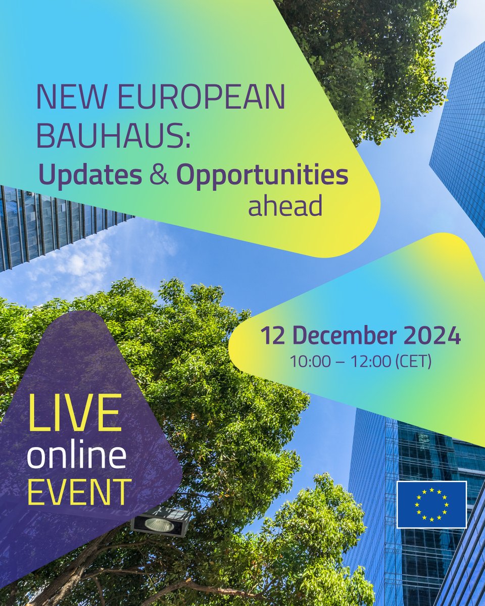 🗓️ This Thursday, 12 Dec, tune in here for the livestream “New European Bauhaus: Updates &amp; Opportunities Ahead”

🇪🇺 with EU Commissioner <a href="/JessikaRoswall/">Jessika Roswall</a>, MEP <a href="/mrossemp/">Marcos Ros Sempere</a>, &amp; more!

⌚ 10:00-12:00 CET

🔗 europa.eu/!K4Kwtn

Discover what 2025 holds for NEB!