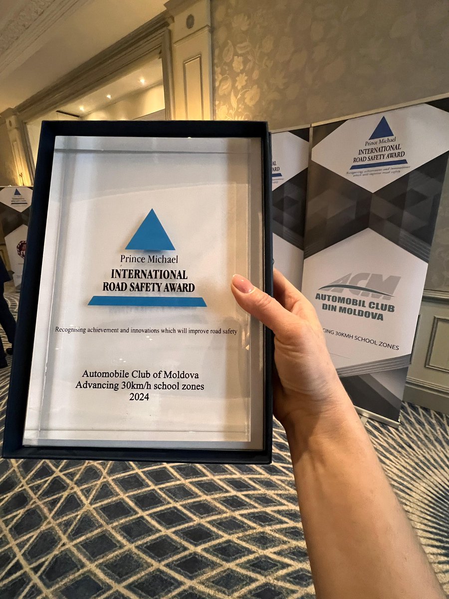 🏆 Automobil Club din Moldova wins Prince Michael International <a href="/roadsafetyaward/">Road Safety Awards</a>! Advocacy for 30km/h policy change now a national success. Grateful to our partners <a href="/EASSTransport/">EASST</a> <a href="/FIAFdn/">FIA Foundation</a> &amp; <a href="/iRAPSavingLives/">iRAP</a> <a href="/fia/">FIA</a> <a href="/RoadSafetyNGOs/">Road Safety Alliance</a> <a href="/WHOMoldova/">WHO Moldova</a> <a href="/GuvernulRMD/">🇲🇩🇪🇺Government of the Republic of Moldova</a> <a href="/UNICEFMoldova/">UNICEF Moldova 🇲🇩</a>  #RoadSafety