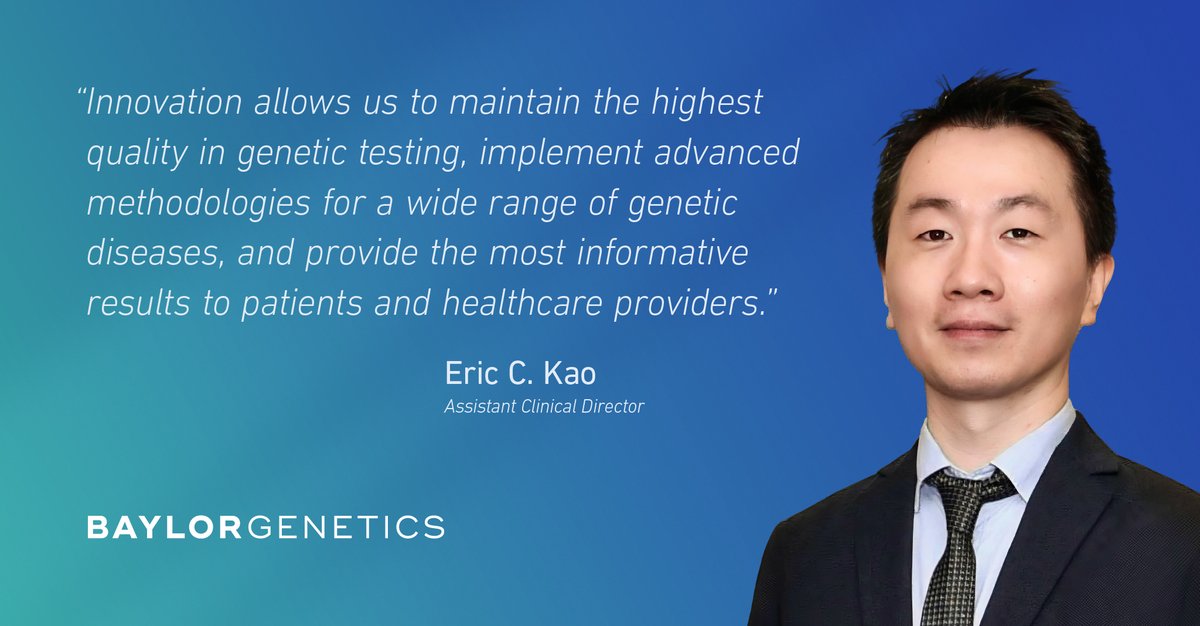 BaylorGenetics's tweet image. Eric Kao, Assistant Clinical Director at Baylor Genetics, reflects on how innovation fuels transformative advancements in genetic testing, delivering impactful solutions for patients and providers. ​

#ThinkBG #Innovation