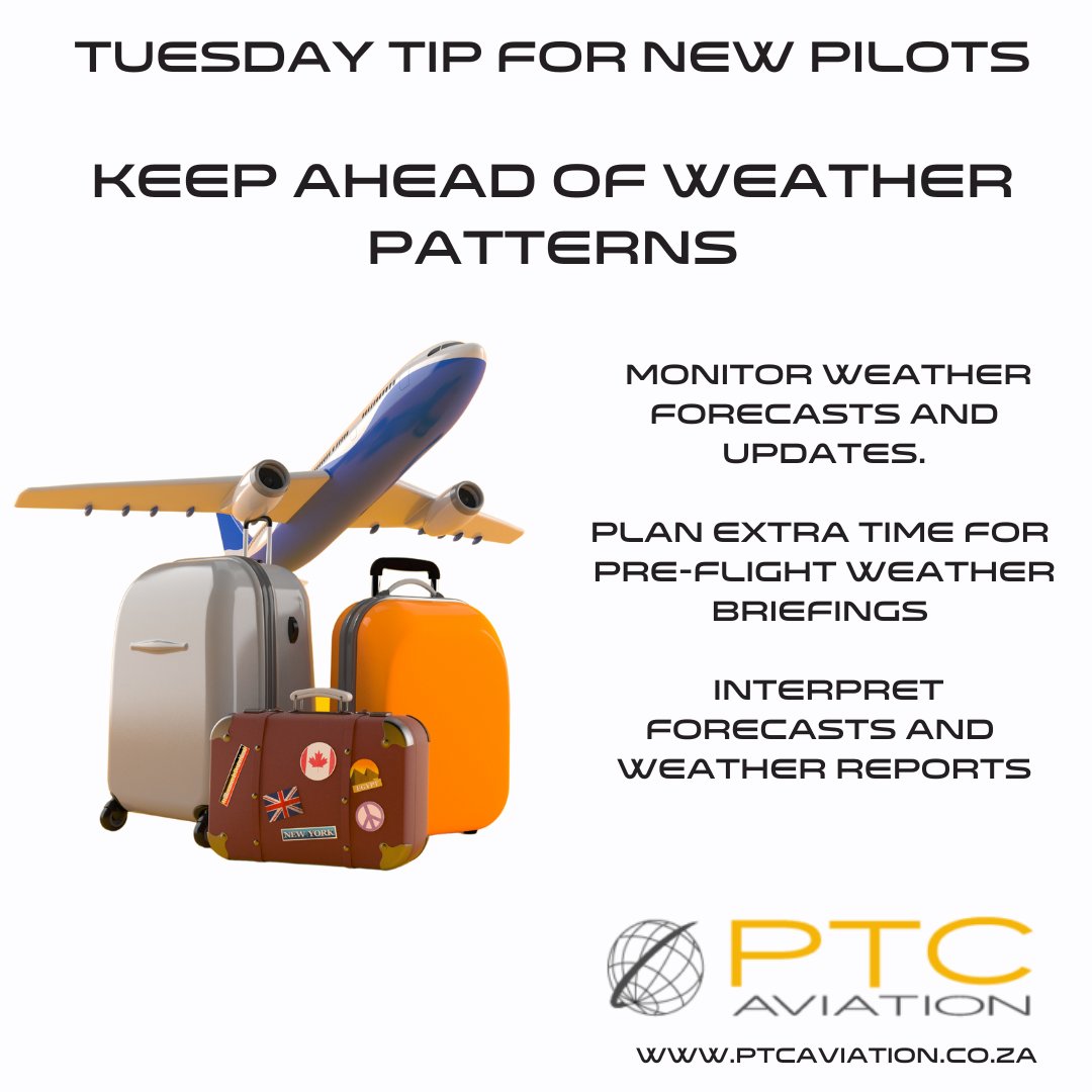 Tuesday Tip 💡 For new pilots, one of the challenges to look out for, is weather patterns. Stay ahead of weather conditions, this will ensure you can adapt to changes and keep operationally safe.
#AviationSafety #AviationWeather#PilotTips #FlightPlanning #WeatherForecast