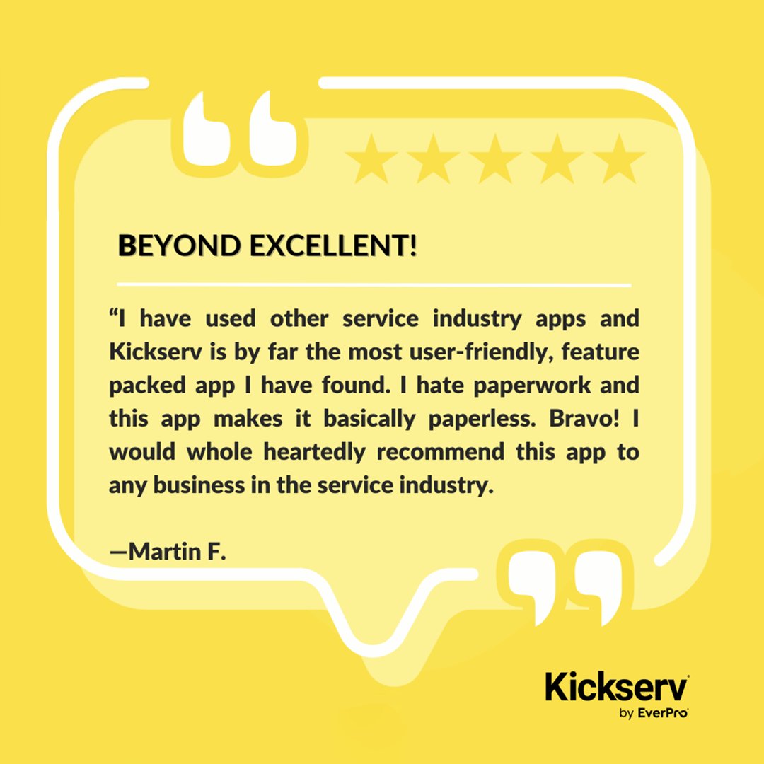 At Kickserv, we’re passionate about helping home service businesses grow with an easy-to-use, affordable app. Ready to simplify your workflow? Start your free trial today! ow.ly/ckV550UkpCy

#kickserv #servicemadesimple #kickservreviews #kickservtestimonials