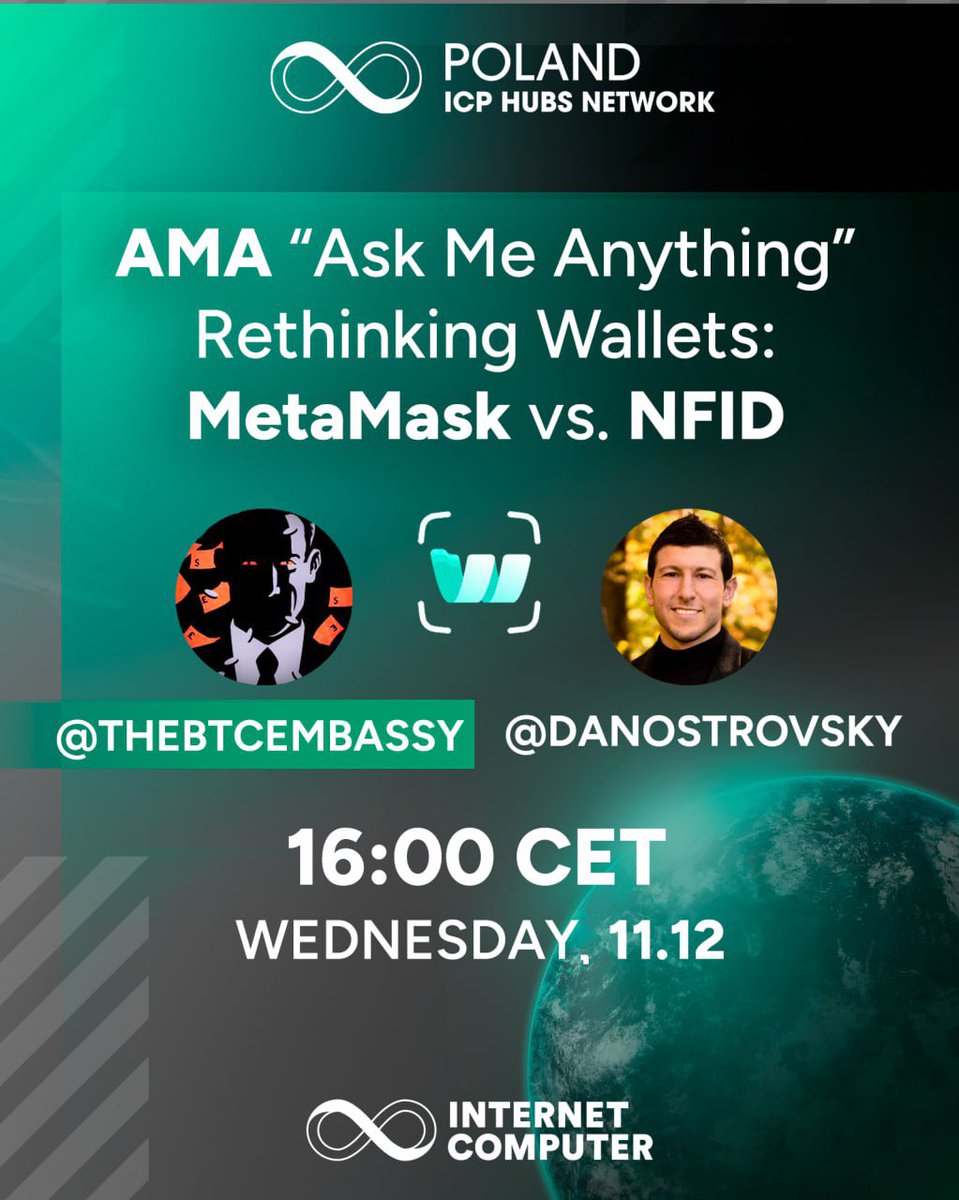 ICPHUB_PL's tweet image. Join us for a X Space with @NFIDWallet 🌍🔐

📅 Wednesday, 11.12.2024
🕓 4:00 PM CET

AMA session with @danostrovsky, founder of NFID Labs ( @IdentityMaxis ), creators of multi-chain smart wallets and development kits on ICP.

The session will be hosted by @thebtcembassy 🎙️

$ICP…