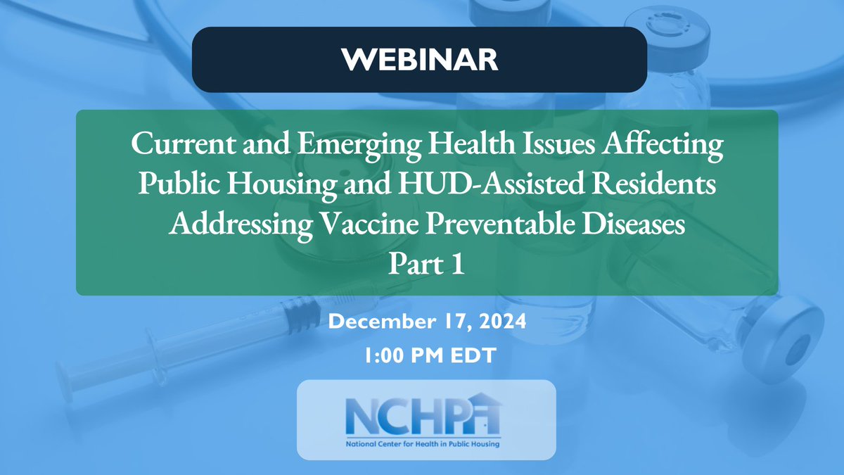 National Center for Health in Public Housing-NCHPH (@nchphorg) on Twitter photo 🩺 Community Health Workers! Join us on 12/17 for insights from @hudgov & @cdcgov on improving vaccine outreach in public housing.
Sign up now: us06web.zoom.us/webinar/regist…
#CHWs #healthcenters #FQHCs <a href="/HealthCntrInfo/">Health Center Resource Clearinghouse</a> 🩺 Community Health Workers! Join us on 12/17 for insights from @hudgov & @cdcgov on improving vaccine outreach in public housing.
Sign up now: us06web.zoom.us/webinar/regist…
#CHWs #healthcenters #FQHCs <a href="/HealthCntrInfo/">Health Center Resource Clearinghouse</a>