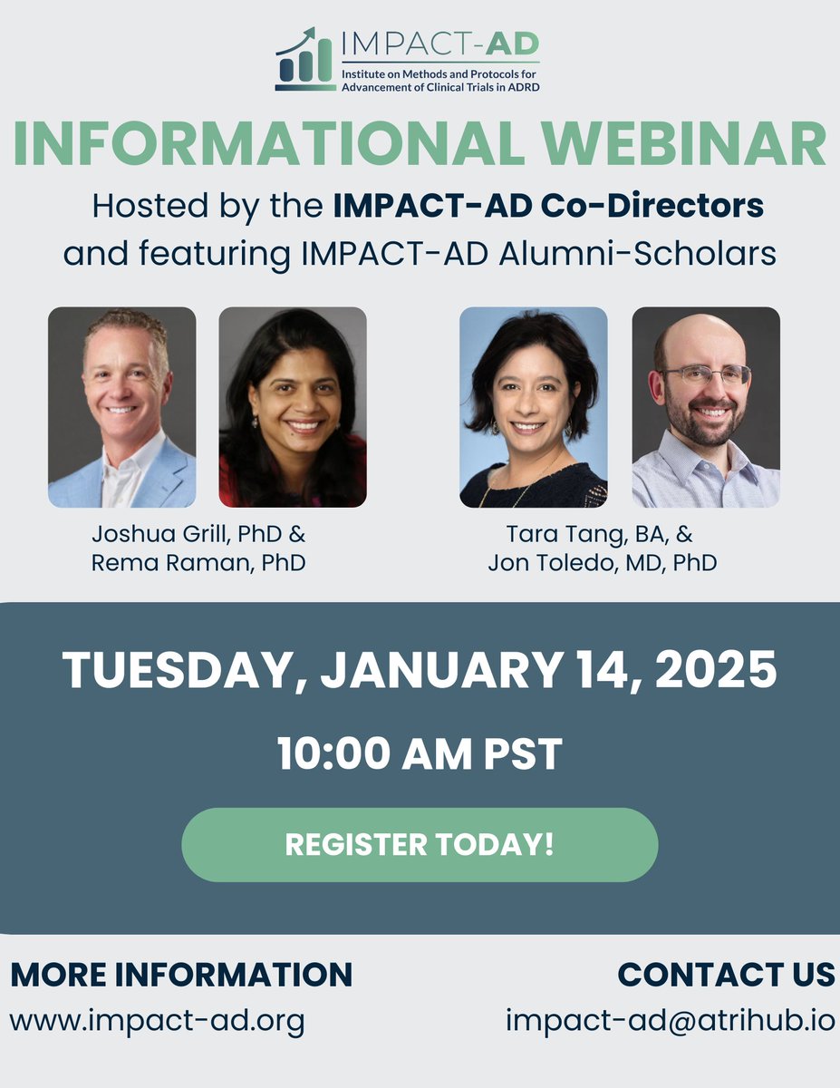 Eager to learn more about IMPACT-AD 2025? Register today for our upcoming Informational Webinar on January 14, 2025 at cvent.me/4laOGq.