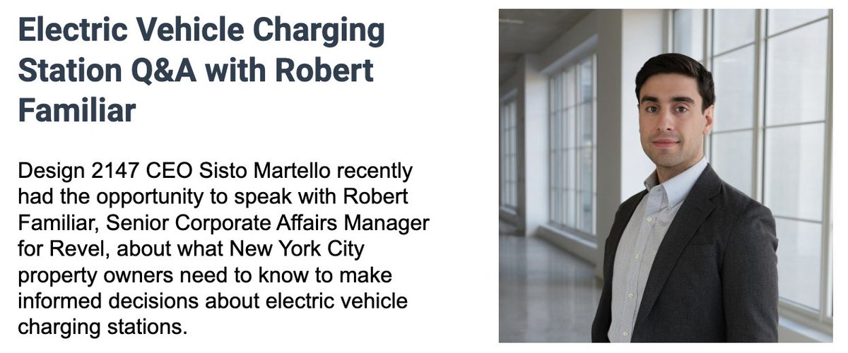 Revel (@_gorevel) on Twitter photo Revel spokesperson <a href="/FamiliarBobby/">Bobby Familiar</a> spoke with Design 2147 about EV real estate in dense urban areas:
"Infrastructure of any kind is a commitment. When we build a fast charging station, we want that site to be open and operating for many years."
design2147.com/news/electric-… Revel spokesperson <a href="/FamiliarBobby/">Bobby Familiar</a> spoke with Design 2147 about EV real estate in dense urban areas:
"Infrastructure of any kind is a commitment. When we build a fast charging station, we want that site to be open and operating for many years."
design2147.com/news/electric-…