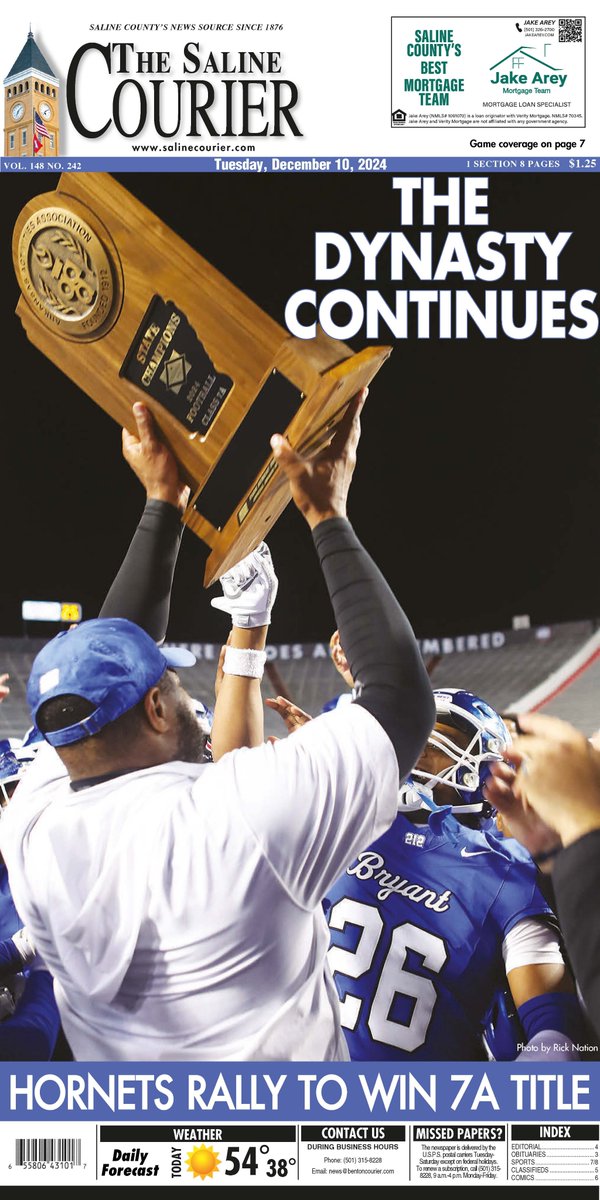 Be sure and pick up a copy of today's Saline Courier celebrating the Bryant Hornets sixth 7A state title in seven years!