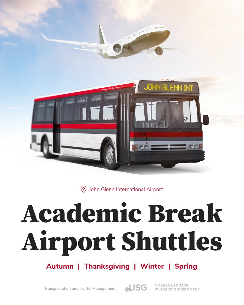 OhioState_TTM's tweet photo. Free shuttle for students, faculty and staff between Ohio State’s Columbus campus and John Glenn International Airport start today for winter break!

🔗 : https://t.co/Dl0G8qhU0i https://t.co/Q9ZM3VDJ8G