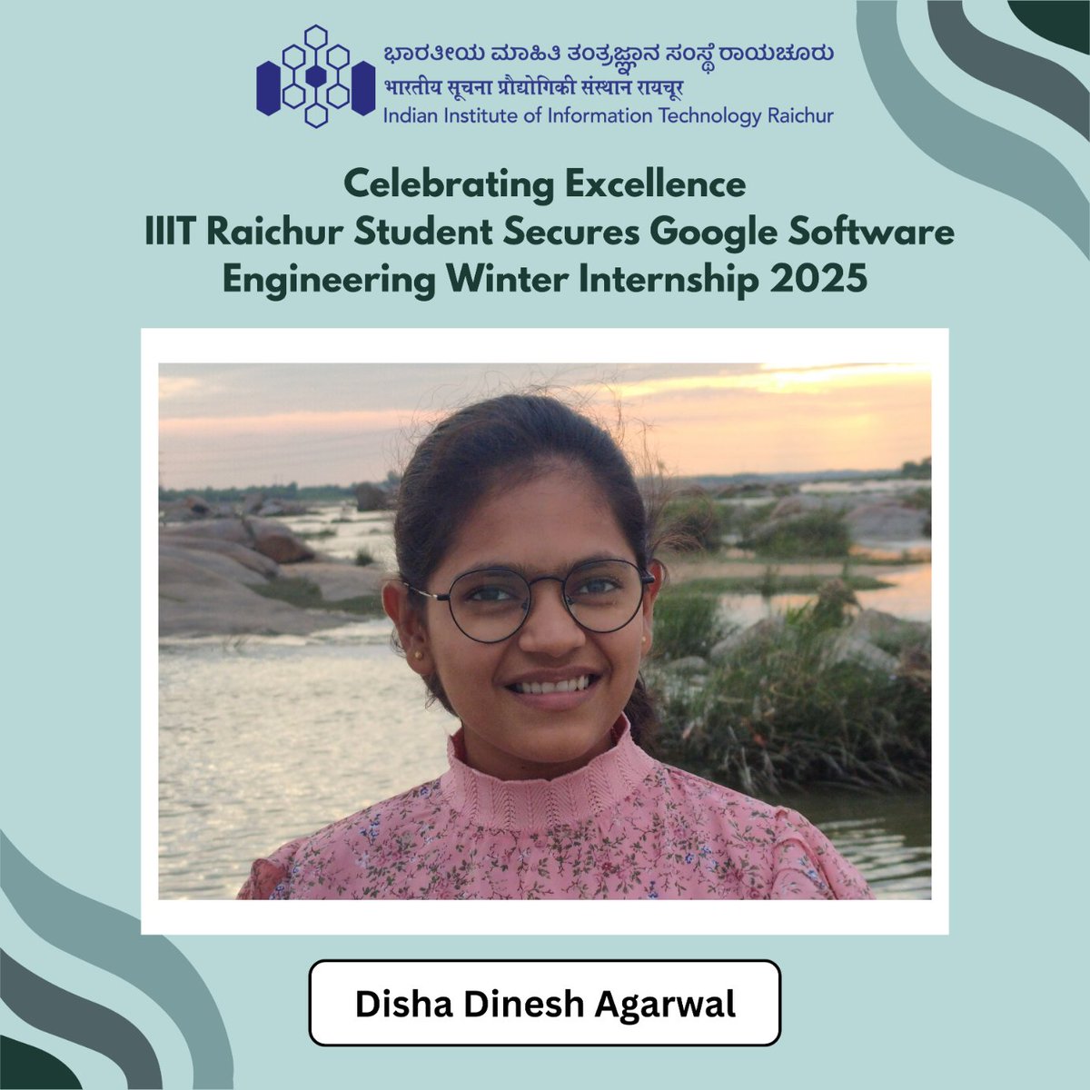 🎉 Celebrating Excellence! 🎉

Big congrats to Disha Dinesh Agarwal from IIIT Raichur for securing the Google Software Engineering Winter Internship 2025! 🚀

Your hard work inspires us all. Wishing you the best on this exciting journey! 💻✨

#IIITRaichur #GoogleIntern #Inspire
