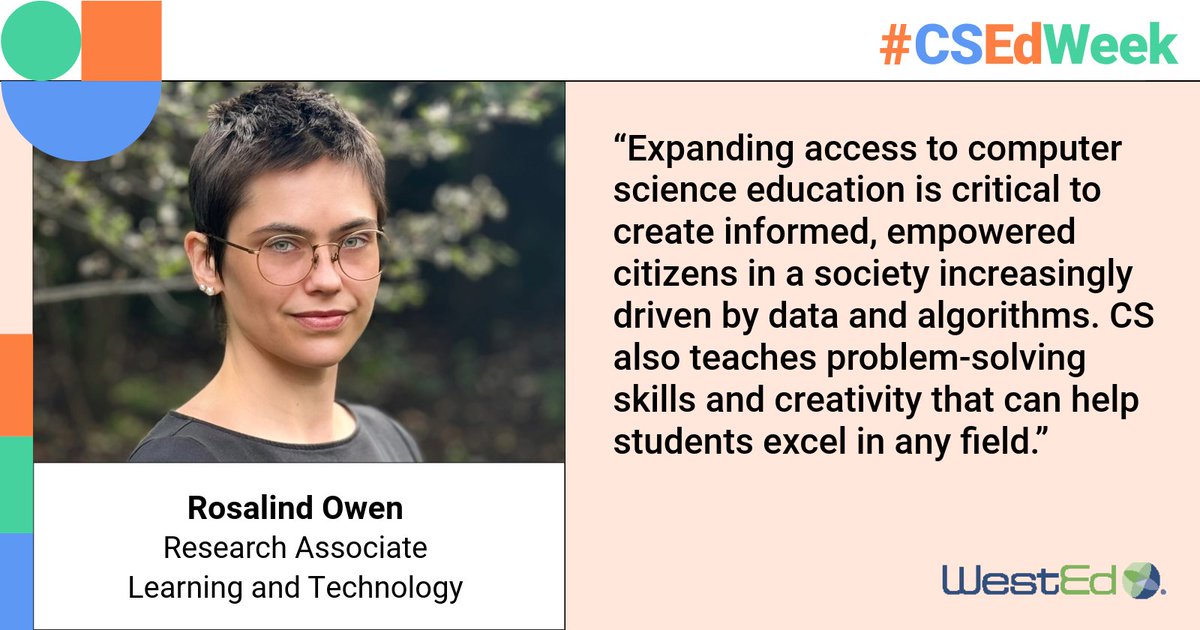 What do almost all technology innovations have in common? 💭 A robust computer science education as the foundation. For #CSEdWeek, WestEd Research Associate Rosalind Owen emphasizes how increasing access to CS ed is essential for student success and future readiness.