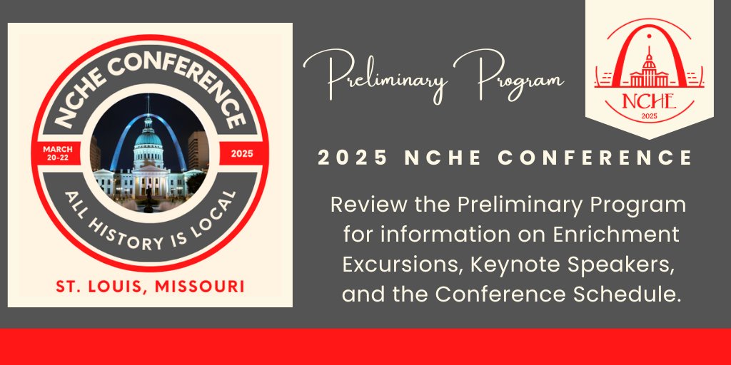 The Preliminary Program for the 2025 NCHE Conference is ready.

To view the program, go to: 
ncheteach.org/wp-content/upl…

To Register for the conference, go to:
ncheteach.org/conference/reg…