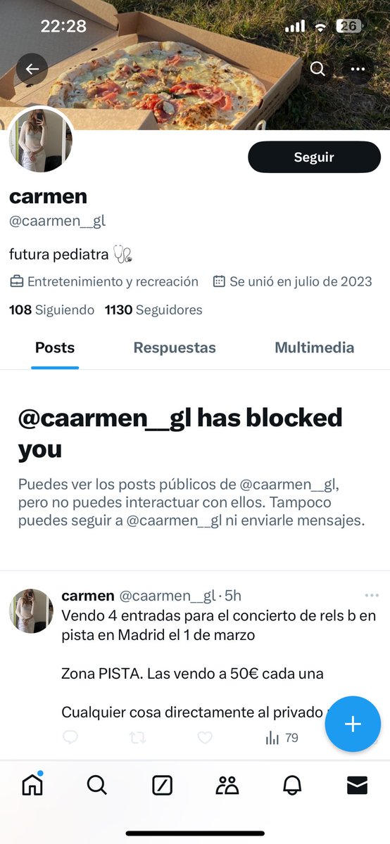 IsabelGerico's tweet photo. @caarmen__gl después de realizar el pago para las entradas de Rels b te bloquea, gracias supongo :) https://t.co/qepfqehMFN