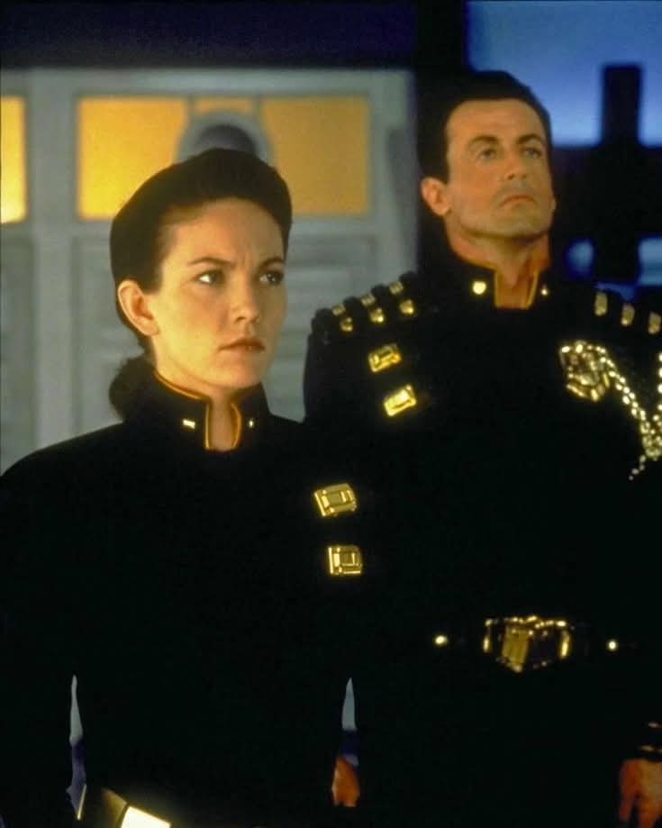 Judge Hershey and Judge Dredd. Diane Lane, Sylvester Stallone. "Judge Dredd" 1995.