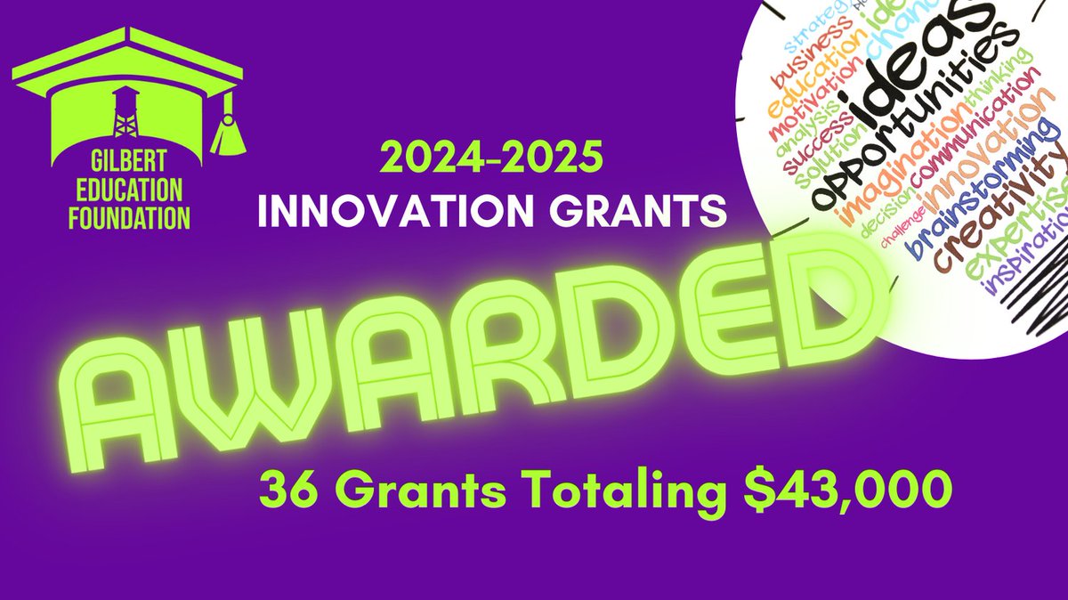 gilbertazedu's tweet image. 🎉 Excited to award the 2024/2025 GEF Innovation Grants! We're blown away by the creativity &amp;amp; effort GPS educators/staff put into securing funding for amazing projects! Huge thanks to our donors/sponsors for their support! 💡 #connectcreatecare @GPS_District @MccordGPS