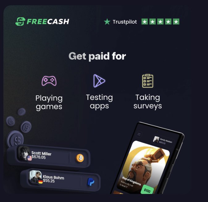 Josie8517's tweet image. I’m earning money by completing tasks such as testing apps and playing games on freecash.com/r/Jr6289?utm_c…. If you sign up through my link you can open a free case and win up to $250.

#surveys #testapps #playgames