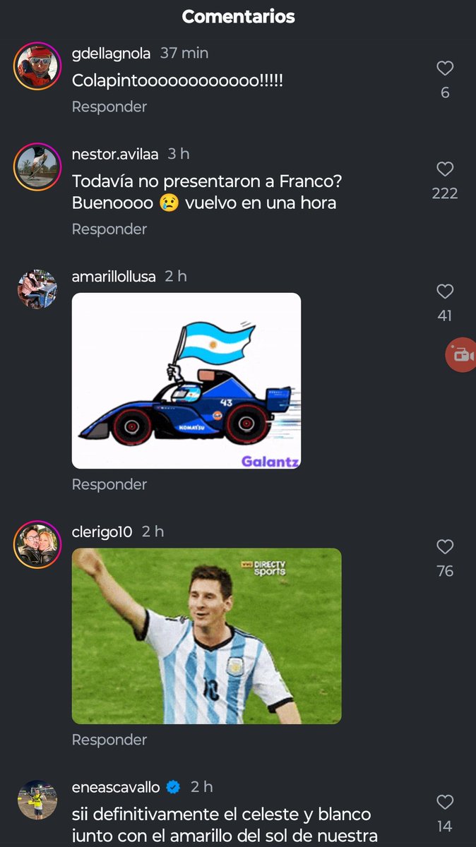 FormuMix's tweet photo. Los Argentinos les estamos invadiendo la cuenta de Instagram a Alpine con los mejores mensajes y deseos !!! Yendo !!! 🇦🇷🇦🇷🇦🇷
#ColapintoToF12025
#ColapintoToAlpine2025 https://t.co/vSsGLX0dC9