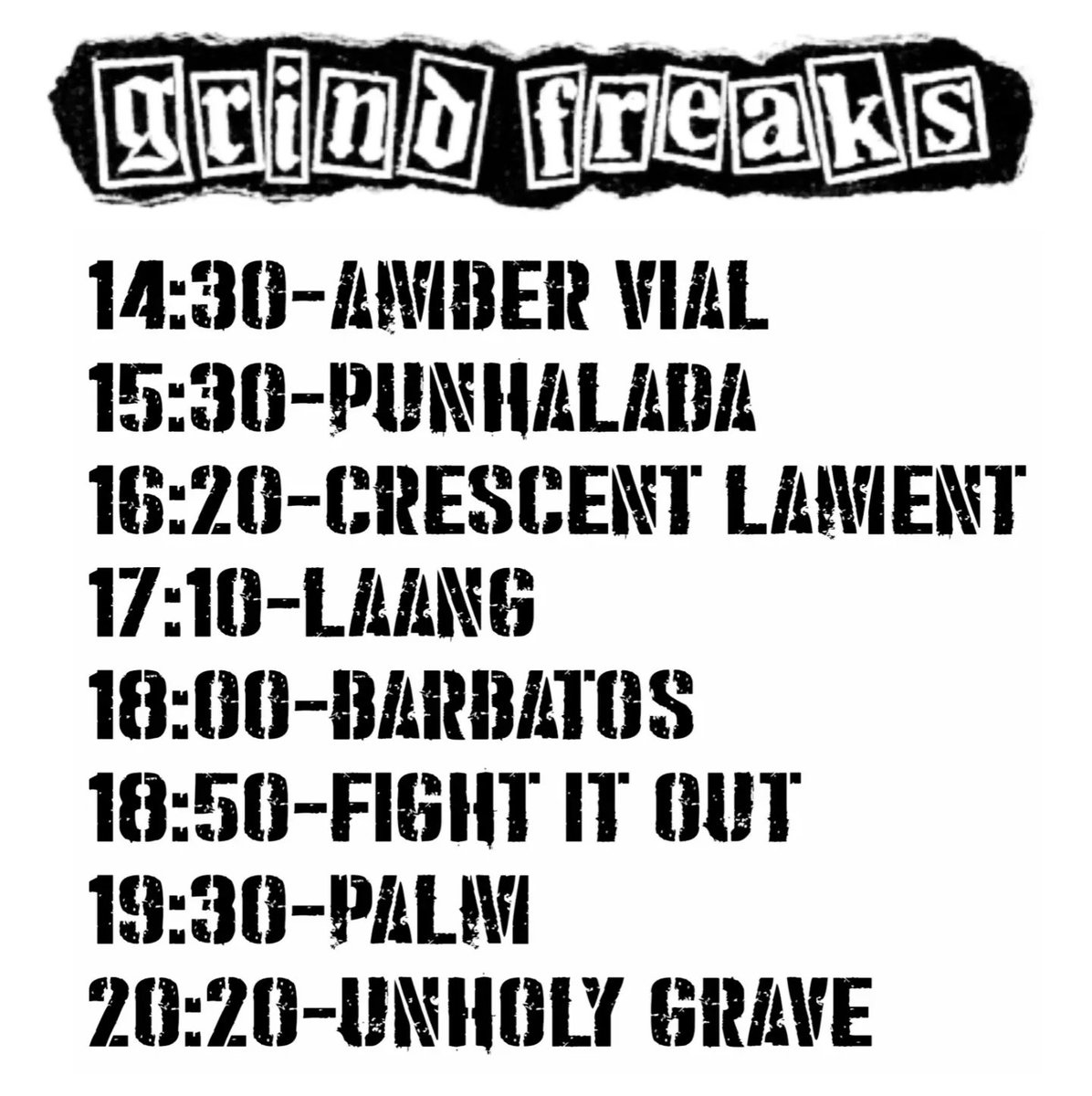 GrindFreaks's tweet photo. Barbatos久し振りの来名
Hugo氏ブラジル帰国前ラスト
勇姿をお見逃し無く
★GRIND FREAKS★
   -全身全霊GIG-
2024年12月15日(日)
会場/今池Huck Finn
open 14:00
start 14:30
¥3000+Drink
★Act★
Barbatos
Laang(台湾)
Crescent Lament(台湾)
Unholy Grave
Palm
Fight It Out
Amber Vial
Punhalada https://t.co/nh1M5q6KdB