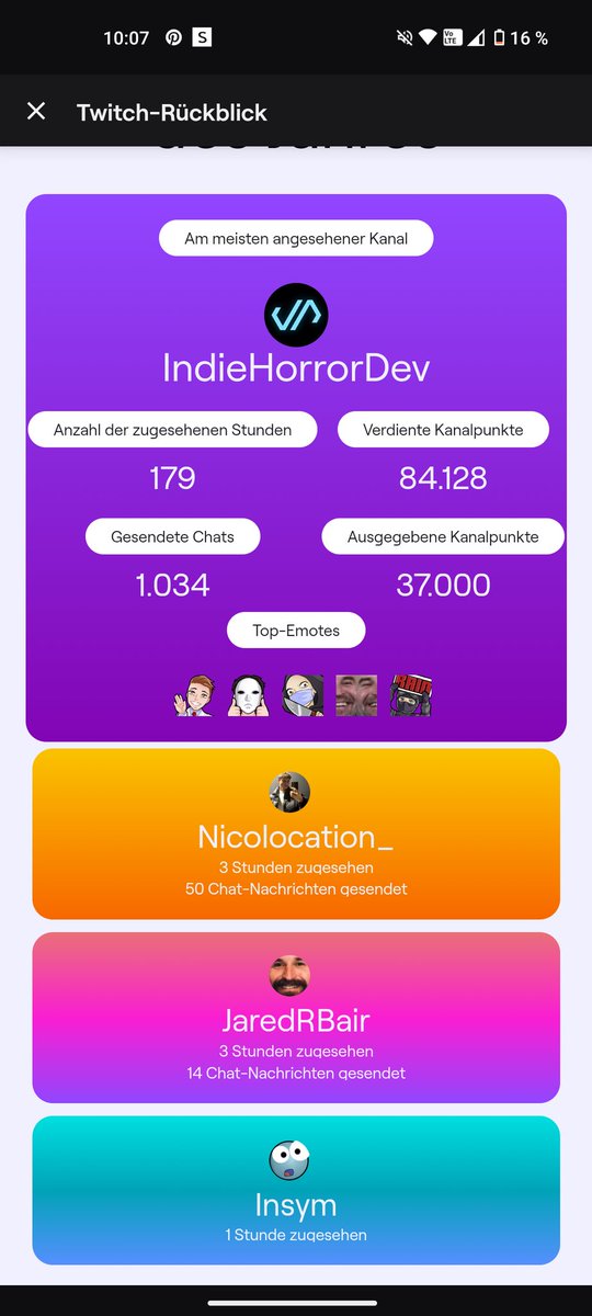 my twitch recap is not that bad..
spend 179h with watching <a href="/thewebpro/">Reflect Studios</a> streams this year🤗