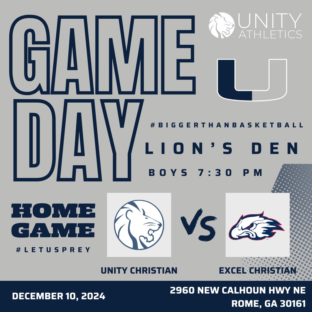 Unity Hoops (@unitylionsbball) on Twitter photo ๐ฆ GAMEDAYโผ๏ธ
๐ 12/10
๐ Region opponent
๐ <a href="/ExcelMBB/">Excel Christian Academy Basketball</a>
โฐ 7:30 pm
๐ Rome, Ga
๐บ unitychristianschool.org
๐ #LetUsPrey ๐ฆ GAMEDAYโผ๏ธ
๐ 12/10
๐ Region opponent
๐ <a href="/ExcelMBB/">Excel Christian Academy Basketball</a>
โฐ 7:30 pm
๐ Rome, Ga
๐บ unitychristianschool.org
๐ #LetUsPrey