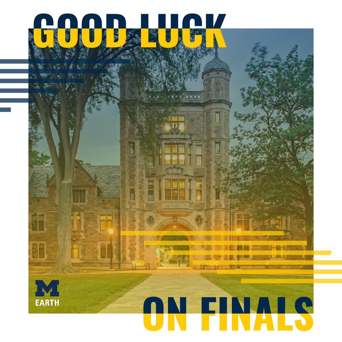 Michigan EARTH (@michiganearth) on Twitter photo Final exams begin today! We know this is a busy time for our students. However, we wanted to take the time to wish you good luck and tell you, โYou got this!โ Our kitchen in NUB 2534 will be open all week. Stop by and get coffee, tea, or more to fuel yourself through exams week! Final exams begin today! We know this is a busy time for our students. However, we wanted to take the time to wish you good luck and tell you, โYou got this!โ Our kitchen in NUB 2534 will be open all week. Stop by and get coffee, tea, or more to fuel yourself through exams week!