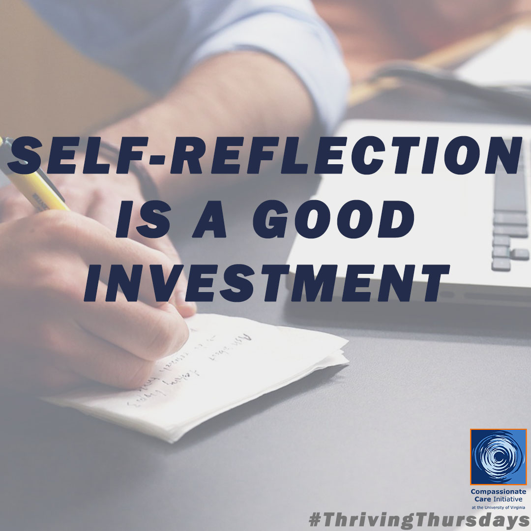 Make intentional self-reflection a priority. Write down detailed thoughts &amp; feelings about the day. Honestly reflect on those notes weekly. Look for surprise, frustration &amp; failure-the unexpected provides #leaders with opportunity for growth. 
#CCI #ThrivingThursdays #Reflection