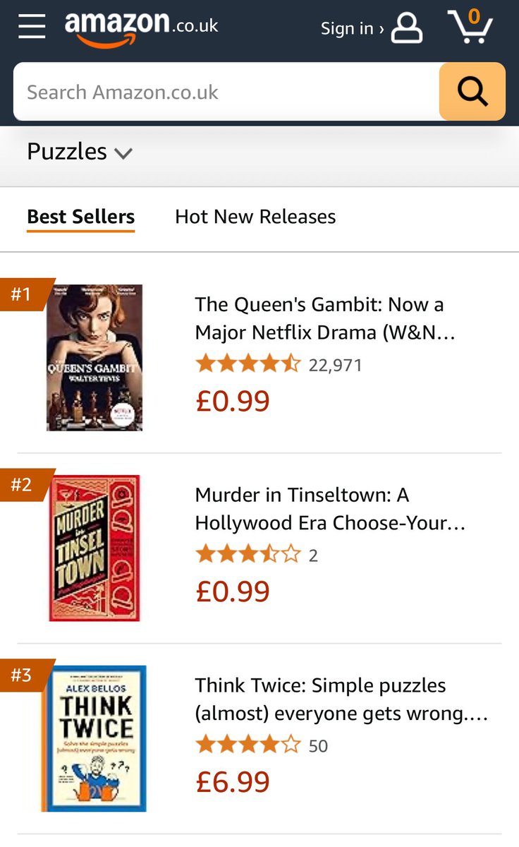 Amazing! 

Tinseltown is the No1 Hot New Release and No2 bestseller in Amazon’s Puzzle Book charts! 

Thank you!!!