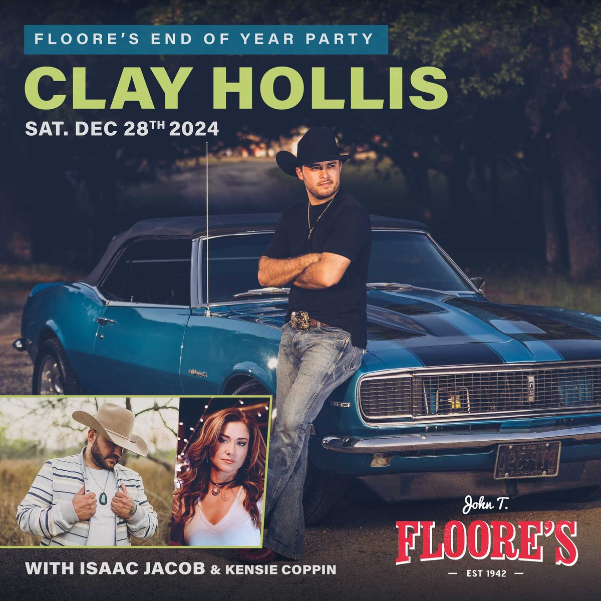 John T. Floore's (@floores) on Twitter photo Come on out to the last show of the year at Floore’s with <a href="/clayhollismusic/">Clay Hollis</a> plus <a href="/isaacjacobband/">Isaac Jacob</a> and <a href="/KensieCoppin/">Kensie M Coppin</a> ! Get your tickets here: bit.ly/3Yyk8N8 Come on out to the last show of the year at Floore’s with <a href="/clayhollismusic/">Clay Hollis</a> plus <a href="/isaacjacobband/">Isaac Jacob</a> and <a href="/KensieCoppin/">Kensie M Coppin</a> ! Get your tickets here: bit.ly/3Yyk8N8