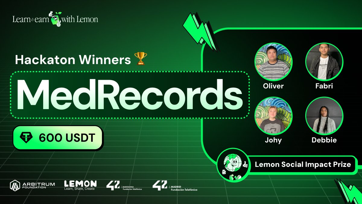 👉🏽Best social impact $600:
🏆🔥MedRecords🔥🏆

MedRecords is allows people to connect their identity with their medical history and bring it on-chain.

🔗 The full report and code is available on: github.com/SherlockPE/Hac…