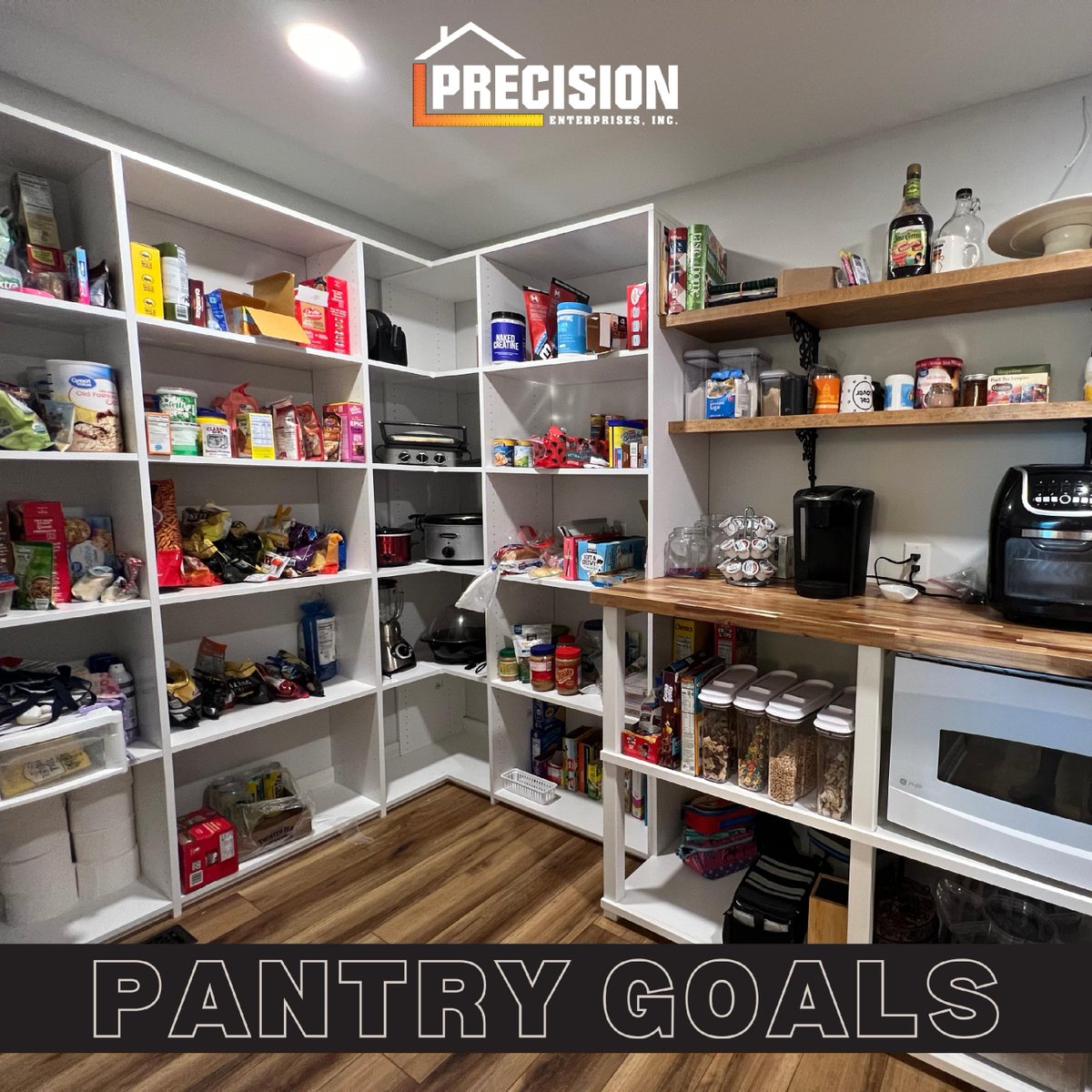 PrecisionEntInc's tweet photo. Pantry goals, achieved! 🥫🍞 Organize your life with a spacious pantry that brings both beauty and practicality to your kitchen. 

https://t.co/sTq8xz70iA 

#pantrygoals #spaciouskitchens #pantry https://t.co/N0rFyudhYC