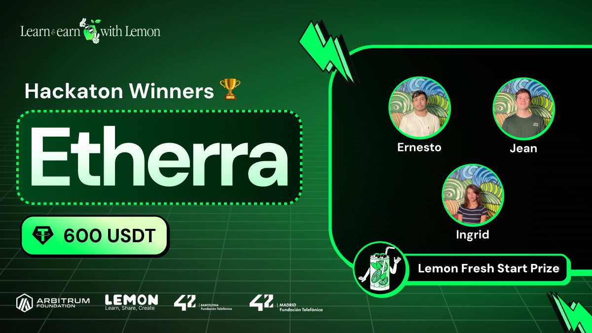 👉🏽Lemon Fresh Start $600:
🏆🔥ETHERRA🔥🏆

Etherra offers a solution for land registration. Users can manage on-chain their ownership information.

🔗 The full report and code is available on: github.com/eg-delacruz/ar…