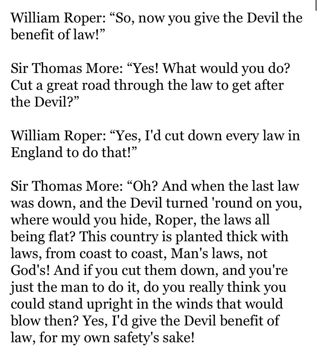 A lot of you idiots cheering on first degree murder because you think the victim was a bad person need to go watch A Man For All Seasons immediately