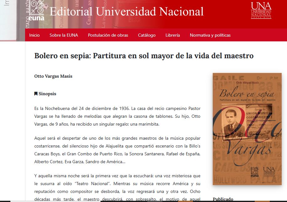 🎼¡De vuelta al ruedo!

Bolero en sepia: partitura en sol mayor de la vida del maestro Otto Vargas, novela multimedia de la Editorial Universidad Nacional

Esta novela cuenta con una canción oficial:  "Te dirán maestro"
#boleroensepia #tediránmaestro