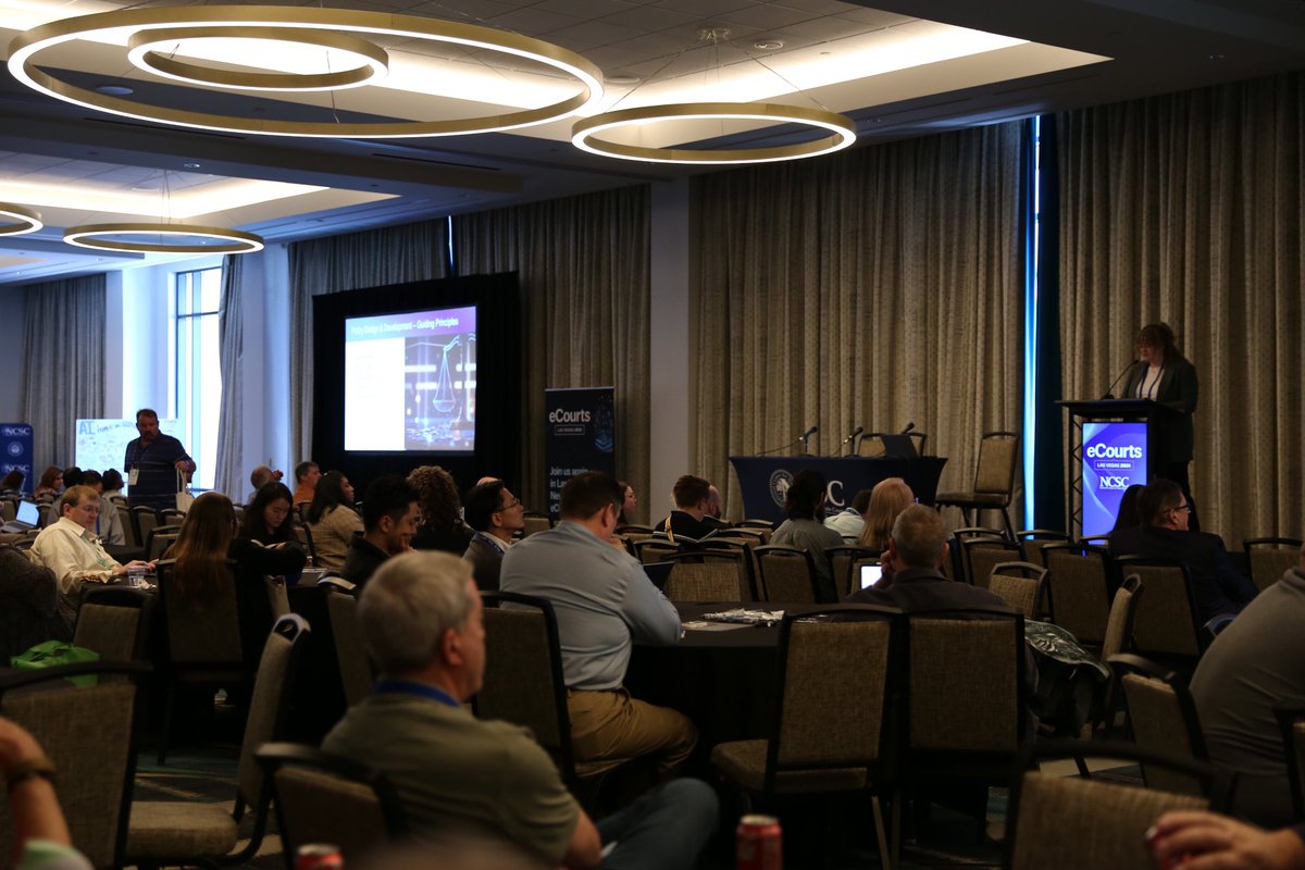 StateCourts's tweet image. NCSC experts are hosting Center Quarter Talks, delivering insights and resources in bite-sized sessions on #AI, data, hybrid hearings, and more. 

#eCourts2024 attendees are gathering new tools and connecting with peers over today’s most pressing #CourtTech topics.