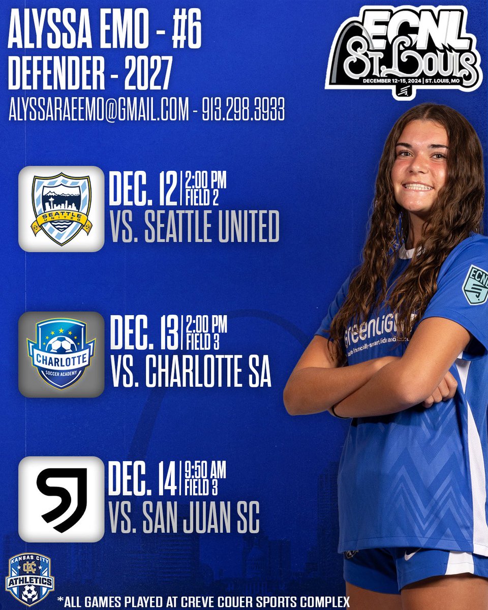 Alyssa Emo (@alyssaemo6) on Twitter photo Looking forward to playing in St. Louis!
<a href="/KUWSoccer/">Kansas Soccer</a> <a href="/MizzouSoccer/">Mizzou Soccer</a> <a href="/RazorbackSoccer/">Arkansas Soccer</a> <a href="/WakeWSoccer/">Wake Women's Soccer</a> <a href="/umichwsoccer/">Michigan Women’s Soccer</a> <a href="/UKWomensSoccer/">Kentucky Women's Soccer</a> Looking forward to playing in St. Louis!
<a href="/KUWSoccer/">Kansas Soccer</a> <a href="/MizzouSoccer/">Mizzou Soccer</a> <a href="/RazorbackSoccer/">Arkansas Soccer</a> <a href="/WakeWSoccer/">Wake Women's Soccer</a> <a href="/umichwsoccer/">Michigan Women’s Soccer</a> <a href="/UKWomensSoccer/">Kentucky Women's Soccer</a>