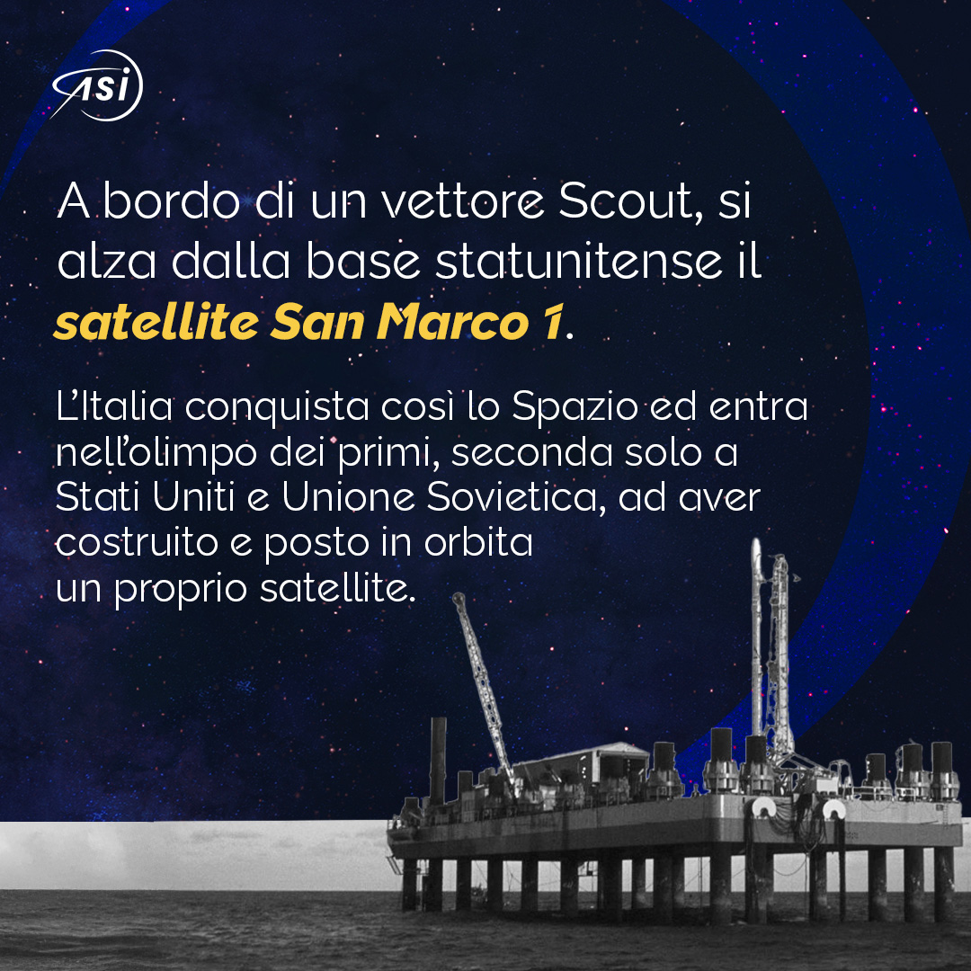 ASI_spazio's tweet photo. 60 anni fa l’Italia conquistava lo #Spazio!
Per celebrare l’anniversario, stiamo preparando un evento, stay tuned ⌛️
🇮🇹Il 15 dicembre 1964 veniva lanciato il satellite San Marco 1. Un momento epico, guidato da Luigi Broglio, che ha segnato l’inizio della storia spaziale italiana. https://t.co/65sA5iutJs