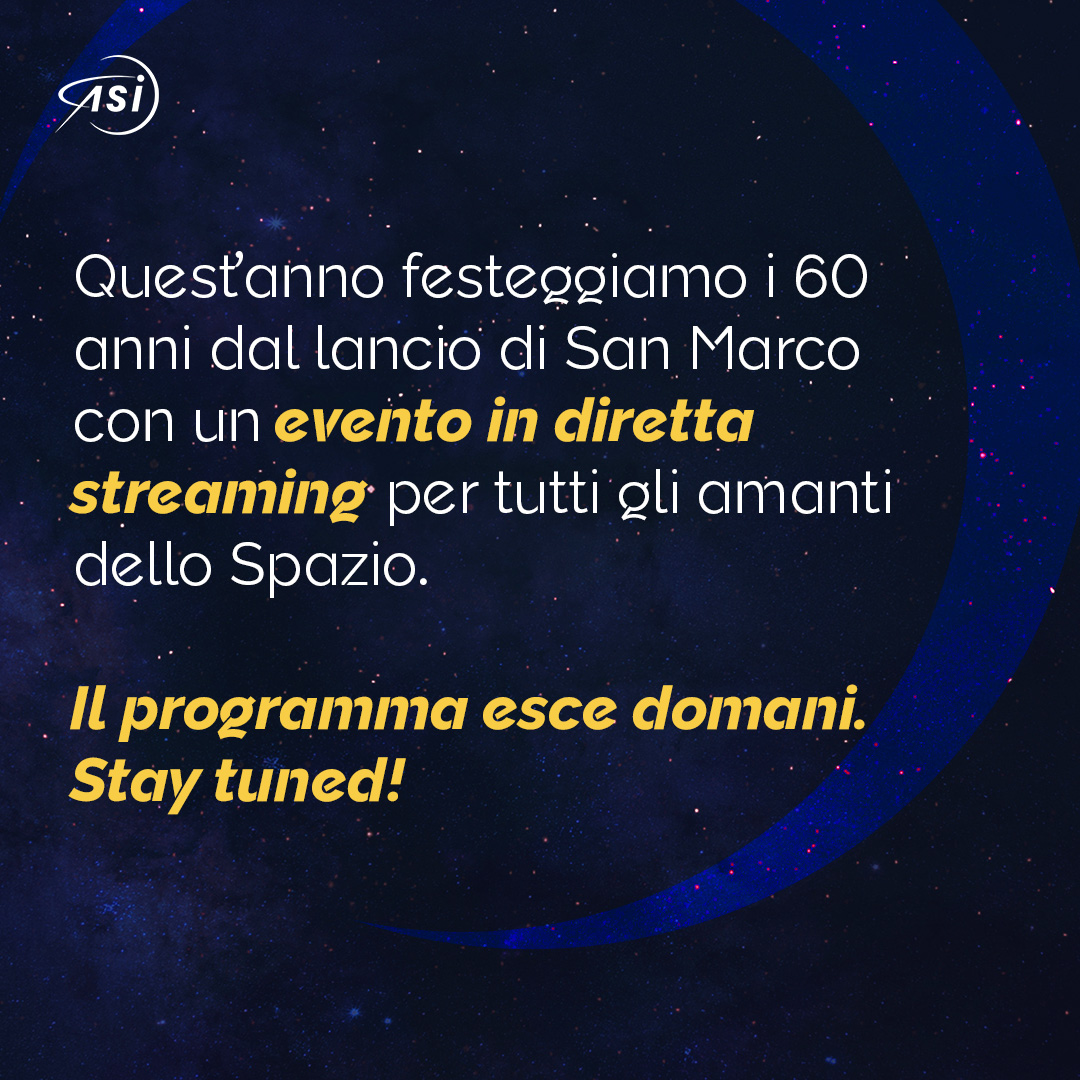 ASI_spazio's tweet photo. 60 anni fa l’Italia conquistava lo #Spazio!
Per celebrare l’anniversario, stiamo preparando un evento, stay tuned ⌛️
🇮🇹Il 15 dicembre 1964 veniva lanciato il satellite San Marco 1. Un momento epico, guidato da Luigi Broglio, che ha segnato l’inizio della storia spaziale italiana. https://t.co/65sA5iutJs