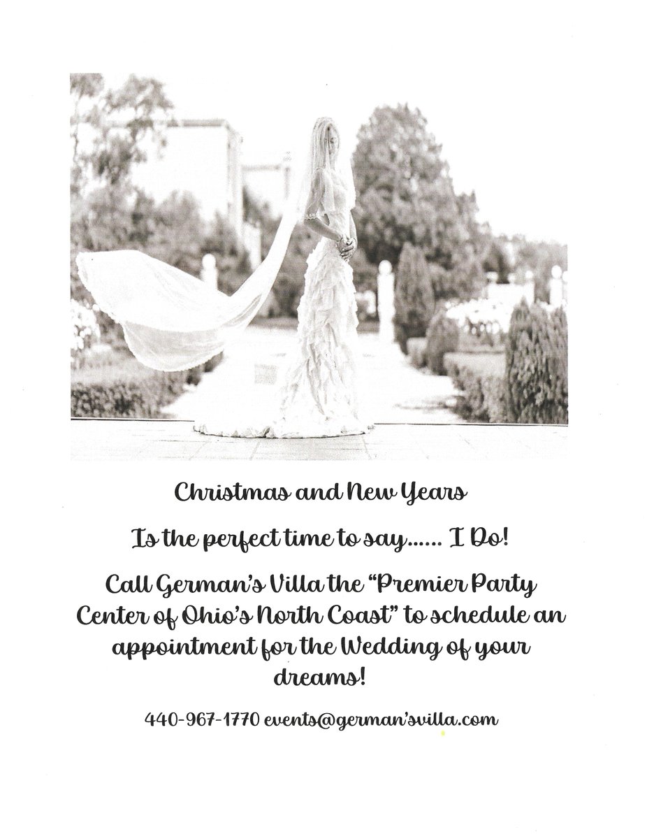 German's Villa 3330 Liberty Avenue, Vermilion, Ohio 44089 Call and schedule an appointment 440-967-1770 or email us events@germans-villa.com
See what we can do for you!